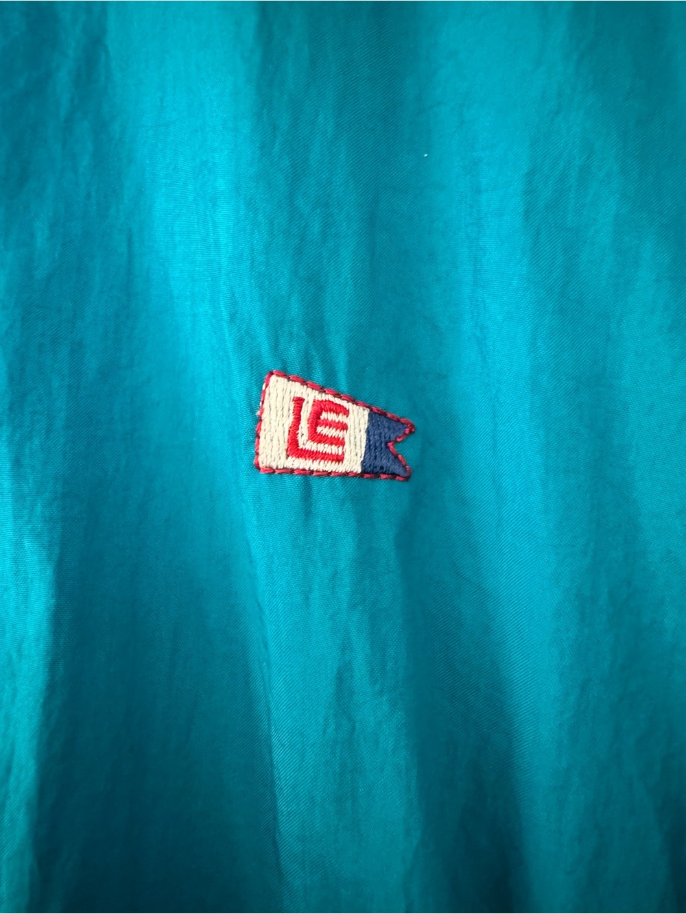 Lands' End Teal Windbreaker with Navy and Red Sleeve Panels - Picture 2 of 6